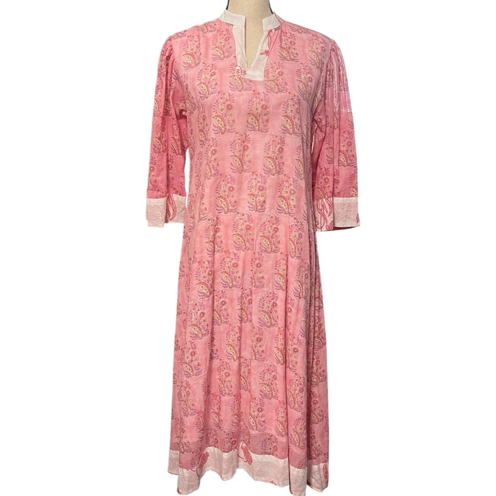 Clara the‎ Label Pink Floral Cottagecore Prairie Country Midi Dress Women’s M